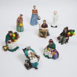 Eight Royal Doulton Figures, 20th century, largest height 8.9 in — 22.5 cm (8 Pieces)