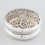 Edwardian Silver Potpourri Box, William Comyns & Sons, London, 1907, height 1.3 in — 3.3 cm, diamete