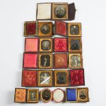 Group of 12 Cased Abrotype and Daguerreotype Portraits, 19th century, various sizes, largest 4.9 x 3