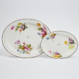 Two Derby Flower-Painted Oval Platters, c.1800, length 17.7 in — 45 cm; length 13 in — 33 cm (2 Pie