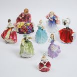 Eight Royal Doulton Figures, 20th century, largest height 7.9 in — 20 cm (8 Pieces)