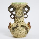 Mafra Majolica Palissy-Style Two-Handled Vase, late 19th century, height 10 in — 25.5 cm