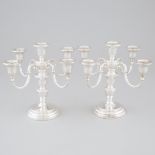 Pair of Birks Silver Five-Light Candelabra, Henry Birks & Sons, Montreal, Que., 1946, height 8.9 in