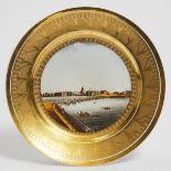 Russian Porcelain Topographical Plate, 19th century, diameter 9.8 in — 25 cm