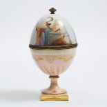 Large 'Vienna' Egg Shaped Covered Box, c.1900, height 10.8 in — 27.5 cm, diameter 5.9 in — 15 cm