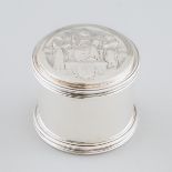 English and French Silver 'Paris' Cylindrical Box, Charles & Richard Comyns, London, 1923, height 2.