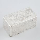 Continental Silver Rectangular Snuff Box, 19th century, length 2.6 in — 6.5 cm