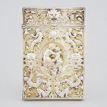 Victorian Silver Plated and Gilt Electrotype Card Case, Elkington & Co., late 19th century, 3.9 x 2.