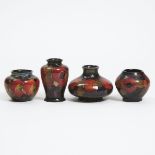 Four Moorcroft Small Pomegranate Vases, c.1920-25, largest height 3.6 in — 9.1 cm (4 Pieces)