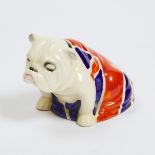 Royal Doulton Union Jack Draped Bulldog, 20th century, height 2.3 in — 5.8 cm; length 3.5 in — 9 cm