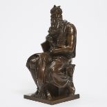 Ferdinand Barbedienne Patinated Bronze Model of Moses, after Michelangelo, 19th century, height 14.2