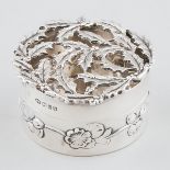 Edwardian Silver Potpourri Box, William Comyns & Sons, London, 1909, height 1.1 in — 2.7 cm, diamete