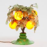 Czeck Coloured Glass Orange Tree Form Table Lamp, early 20th century, height 15.5 in — 39.4 cm