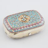 Russian Silver-Gilt and Cloisonné Enamel Oval Box, Ivan Khlebnikov, Moscow, late 19th century, lengt