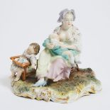 Nymphenburg Figure Group of a Mother and Children, late 19th century, height 6.5 in — 16.5 cm