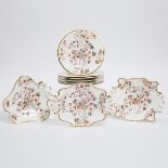 English Porcelain Dessert Service, mid-19th century, plates diameter 9.1 in — 23.2 cm (9 Pieces)