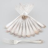 Twelve Canadian Silver Dinner Forks, Roden Bros., Toronto. Ont., 20th century, length 7.6 in — 19.4