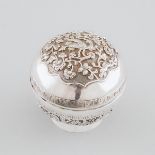 Chinese Export Silver Circular Box, early 20th century, diameter 2.3 in — 5.9 cm