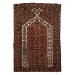 Beshir Turkoman Prayer Rug, c.1890/1900, 7 ft 2 ins x 4 ft 8 ins — 2.2 m x 1.4 m