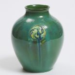 Macintyre Moorcroft Blue-Green Flamminian Vase, for Liberty & Co., c.1906-13, height 8.7 in — 22 cm