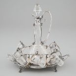 Edwardian Silver and Cut Glass Liqueur Set, James Dixon & Sons, Sheffield, 1904, overall height 10 i