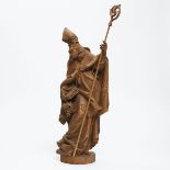 Gothic Style Carved Oak Figure of a Bishop with Crozier, Books and Grapes, Josef 'Peppi' Rifesser (I