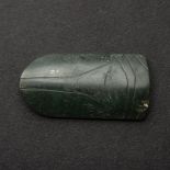 A Celadon Jade Cicada, Han Dynasty (206 BC-AD 220), 汉 青玉蝉, 2 x 1.2 in — 5.2 x 3 cm