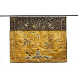 A Yellow-Ground Embroidered 'Dragon and Phoenix' Panel, Qing Dynasty, Early 19th Century, 清中期 明黄地缎绣龙