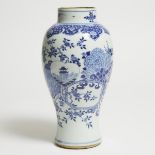 A Blue and White Baluster Vase, Kangxi Period, 18th Century, 清 康熙 青花花卉纹观音尊, height 14.8 in — 37.5 cm