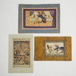 Three Erotic Watercolour Paintings, Persia, 19th/20th Century, largest 8.7 x 11.9 in — 22 x 30.2 cm
