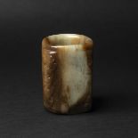A White and Russet Jade Cong, Qijia Culture, 2200-1600 BC, Later Carved in the Song Dynasty (960-127