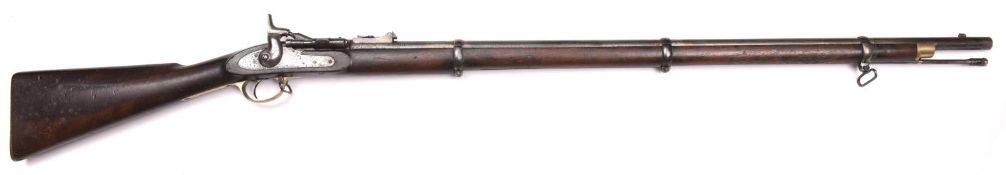 A .577" Snider 3 band rifle, converted from Enfield percussion rifle, 55" overall, barrel 35½";