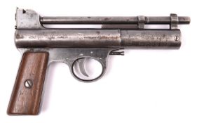 A pre war .177" Webley Mark I air pistol, number 47428, with full patent markings, safety catch, and