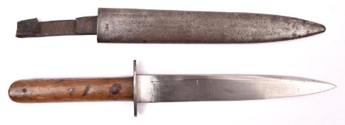 A WWI Austro Hungarian trench or combat knife, single edged blade 8¼" stamped "R", with steel