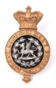 A Victorian post 1881 officer's glengarry badge of the South Wales Borderers. GC (the gilt