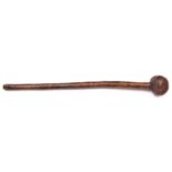 An old Irish wooden shillelagh, of knobkerrie type, 25½" overall, with irregular shaped rootwood