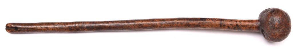 An old Irish wooden shillelagh, of knobkerrie type, 25½" overall, with irregular shaped rootwood