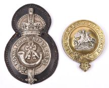 A post 1902 white metal martingale badge of the King's Royal Rifle Corps, with leather backing;