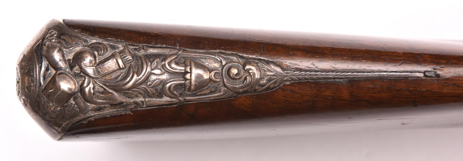 A good silver mounted 14 bore flintlock sporting gun by Wilson, made for the Turkish market, c 1760, - Image 6 of 7