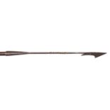 An old harpoon, iron head 33" (rusty), on a wooden haft, 96" (8 feet) overall. GC