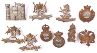 5 Victorian Cavalry collar badges: 7th Hussars, pair 9th Lancers, 13th Hussars, and 16th Lancers;
