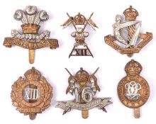 6 Cavalry cap badges: 7th Hussars, 8th Hussars, 10th Hussars, 12th Lancers, 13th Hussars, and 16th