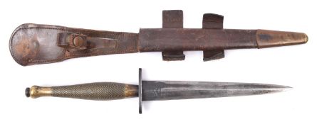 A second pattern FS fighting knife, the blade etched on one side "The F-S Fighting Knife" in blued