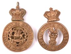 A Victorian OR's three piece glengarry badge of the South Wales Borderers, comprising HPC,