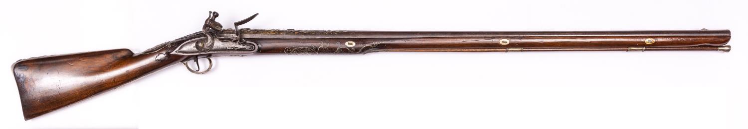 A good silver mounted 14 bore flintlock sporting gun by Wilson, made for the Turkish market, c 1760,