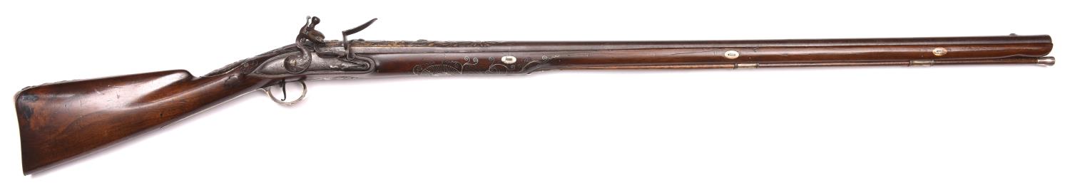 A good silver mounted 14 bore flintlock sporting gun by Wilson, made for the Turkish market, c 1760, - Image 2 of 7