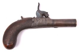 A 60 bore percussion boxlock pocket pistol, by H W Mortimer, London, 5½" overall, turn off barrel