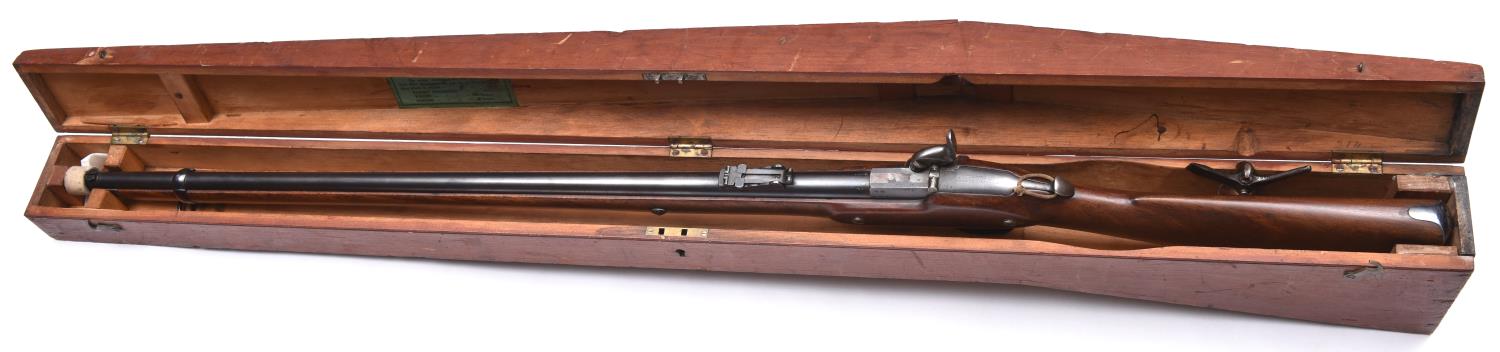 A good .450" Westley Richards "monkey tail" breech loading percussion rifle, 49" overall, barrel 33" - Image 2 of 5