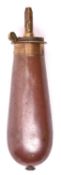 A plain bag shaped copper flask for Colt Navy percussion revolver, 7" overall, the patent top marked