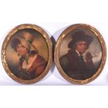 A pair of oil paintings on canvas attributed to Thomas Barker of Bath. Early 19th Century oval